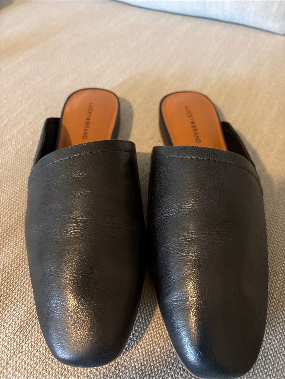 Lucky Brand Black Slip-On Leather Mules